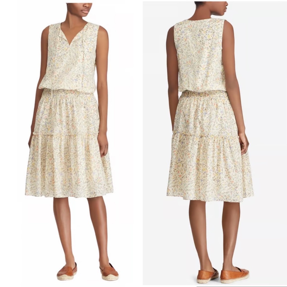NWT Lauren Ralph Lauren Dainty Floral Preppy Tiered Dress